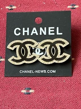 Gold & Black CC Logo Earrings